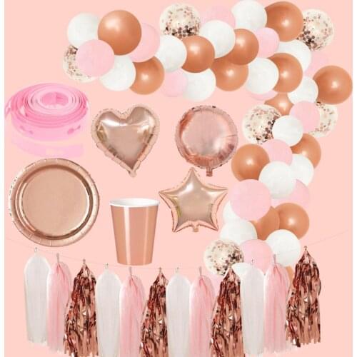 Chicinlfe Rose gold Light pink White Latex Balloon Tassel Wedding Birthday Party Decoration Backdrop Confetti Balloons
