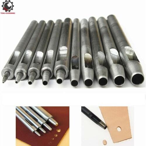 10Pcs Leather Hole Punch Cutter Leather Working Tools Round Hollow Hole Punch Cutter Tool for Leather Watch Bands Belts Canvas