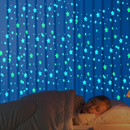 3D Star Fluorescent Wall Stickers Luminous Glow in the Dark Wall Decals Art Mural for Home Living Room Kids Room Bedroom Decor