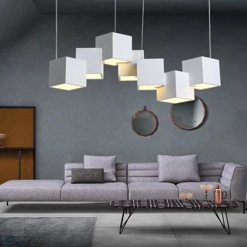 Artpad Dim Magic Cube Led Creative Pendant Light 7/8 Head Ceilng Hanging Lamp 35/40W for Dining Room Living Room Light Fixture