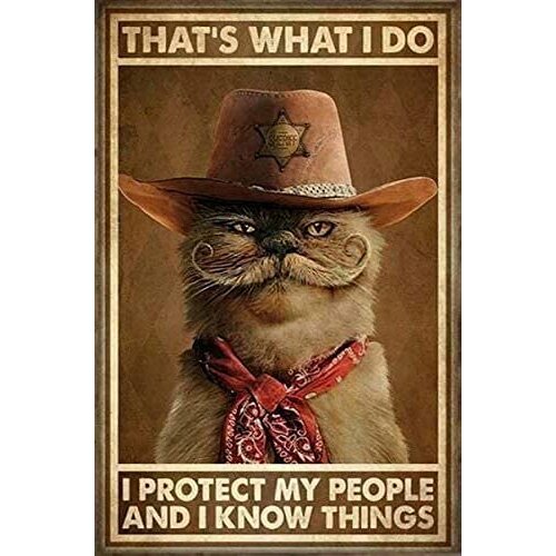 Cat Metal Tin Sign,Cat Want to Be A Cowboy,Metal Wall Panel Retro Art Decoration for Home Club Cabin Garage Store Bar Cafe