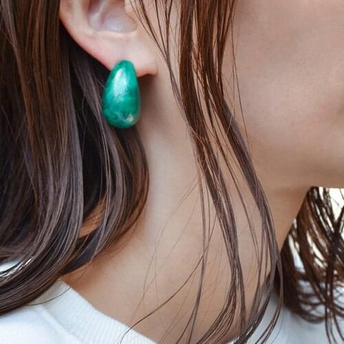 SRCOI 2019 Fashion Vintage Candy Color Thick Resin Acrylic Hoop Earrings Red Blue Yellow Color Small Oval Earring For Women Gift