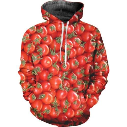 Men Realistic 3D Full print Hoodies red Tomato Hooded Sweatshirts Autumn Unisex Hip hop Street Hooded Pullover Funny Casual Top