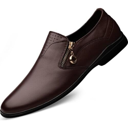 Men genuine leather oxfords shoes luxury brand italian style male footwear shoes for men Breathable Flat Lace-Up Shoes