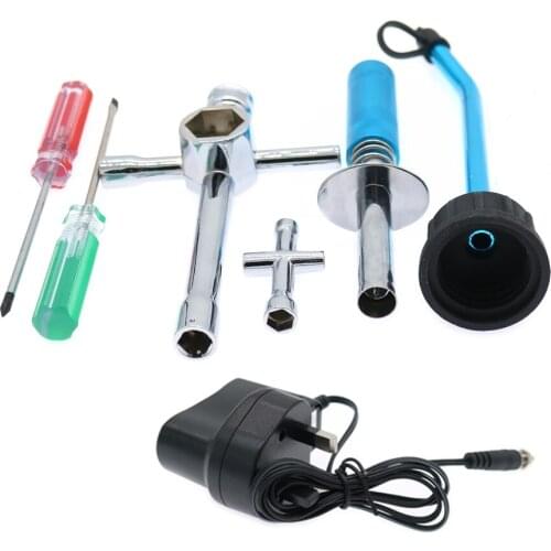 RCAWD Nitro Starter Tools Kit Set For R/C Car Eu Au Us Uk Adaptor Hsp Spare Parts Kit 80142 80143 Alloy Igniter Flat Screwdriver