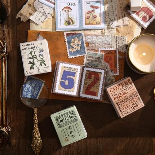 38pcs Post Stamp Stickers Vintage Postage Stamps Assortment Adhesive Paper Sticker Decor Envelope Seal for Diary Album Scrapbook