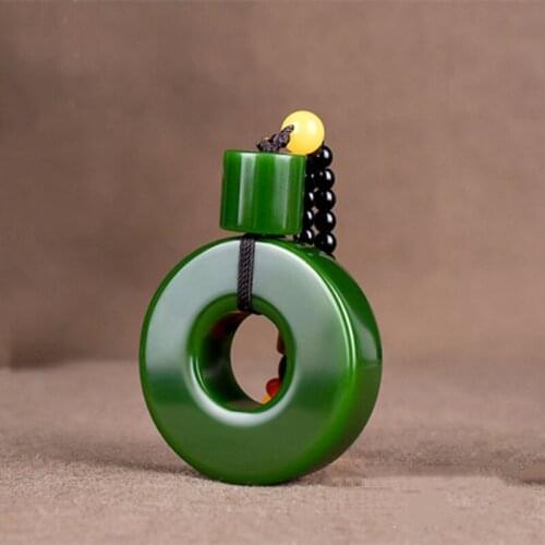 Natural Green Hand Carved Ping'an Clasp Jade Pendant Fashion Jewelry Mens and Womens Necklace Gift Accessories