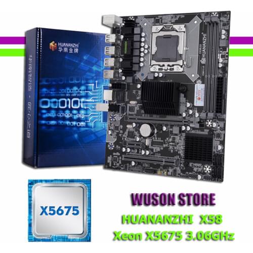 Brand new desktop motherboard HUANAN ZHI X58 LGA1366 motherboard with processor Intel Xeon X5675 3.06GHz USB3.0 RAM 2 channels