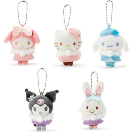 New Snow Bunny Rabbit Cat Dog Plush Keychain Small Pandent Kids Stuffed Toys For Children Christmas Gifts 10CM