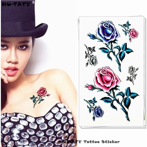 Nu-TATY Purple bouquet of red roses Temporary Body Art Flash Tattoo Sticker 10*17cm Waterproof Henna Fake Car Styling Wal Tattoo