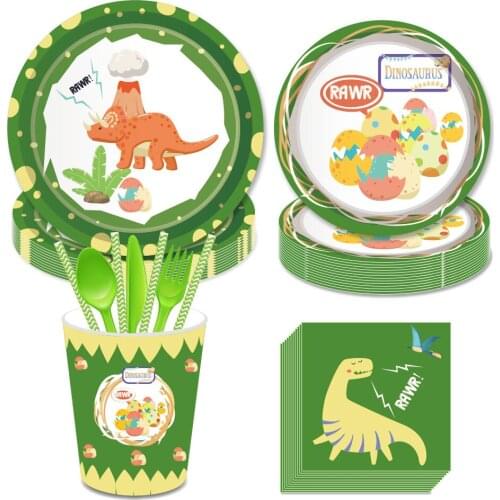 RAWR Party Dinner Plates Baby Shower Dinosaur Party Decorations Happy Birthday Disposable Tableware Happy Birthday Party Favors