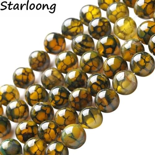 Wholesale Natural Stone Beads for Jewelry Making Dark Brown Dragon Veins Texture Loose Strand Beads Diy Bracelet 4/6/8/10/12mm