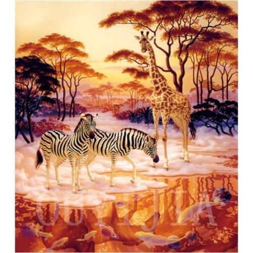 OUYIJIA5d DIY Diamond Painting Zebra Giraffe Full Square Round Rhinestone Embroidery Cross Stitch Craft Tool Set A4 A5 Light