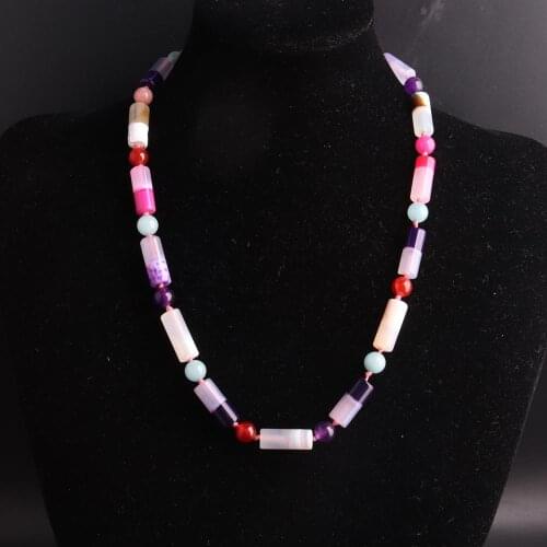 1PC Hand Knotter stone necklace pink quartz Natural Stone Beads Energy Women Necklace Women jewelry collar dropship suppliers