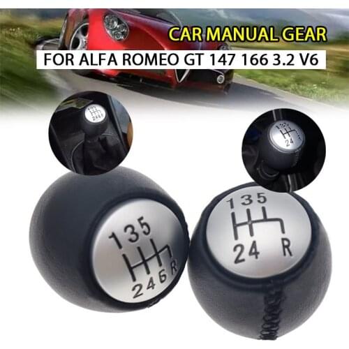 5/6 Speed PU Leather Car Auto Manual Gear Shift Knob Lever Shifter Handball Round For Alfa Romeo GT 147 166 3.2 V6