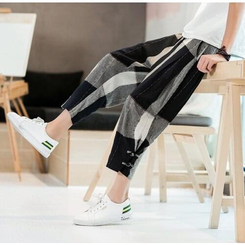 Chinese Style Harem Pants Men Hiphop Cotton Linen Harajuku Japanese Trousers Male Kung Fu Pantalon Chinese Pants Man KK3347