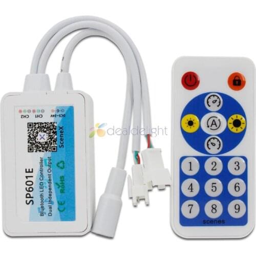 SP601E Bluetooth Music Controller Dual Signal For WS2812B WS2811 Addressable Pixels LED RGB Strip Light IOS/Android App