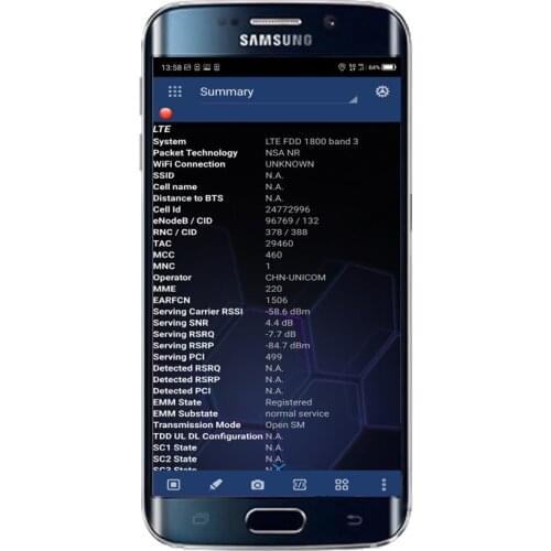 Tems&Nemo samsung S6 edge+ Nemo Handy WiFi test phone
