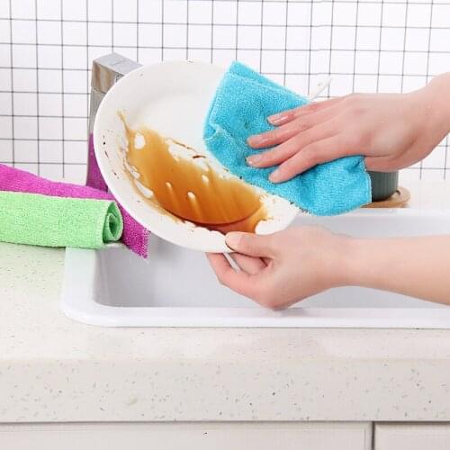 1 Pcs Kitchen Anti-Gease Wipping Rags Efficient Dishcloth Home Washing Dish Cloth Cleaning Towel for Office,Dorm,Bar 16*18cm