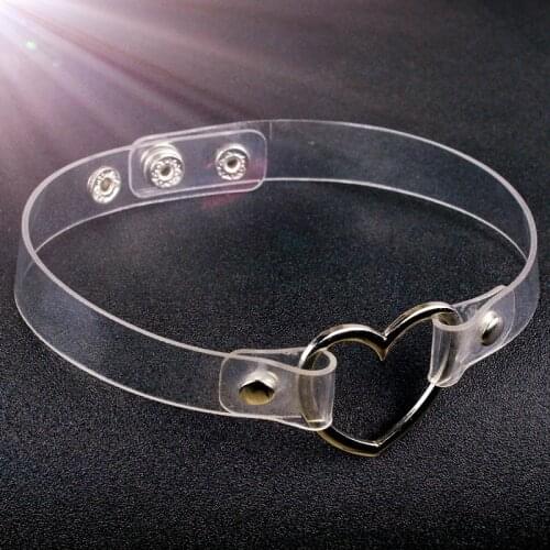 Punk Clear Heart Choker Women Adjustable Rrivet Transparent Band Choker Necklace Gothic Girls Collar Jewelry Party Gift