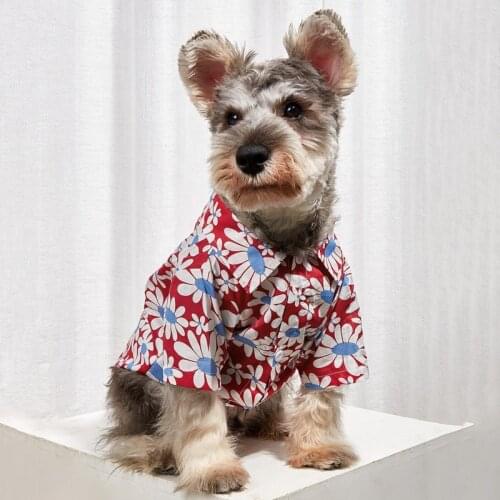 XS-XL Summer Pet Clothes Floral Printed Shirts for Dogs Beach Shirt Dog Coat Puppy Costume Cat Spring Clothing Pets Outfits