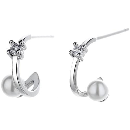 Bling Small Pearl Design 925 Sterling Silver Stud Earrings For Women Female Summer 2021 Cool Ear Hooks Jewelry New Tide Brincos