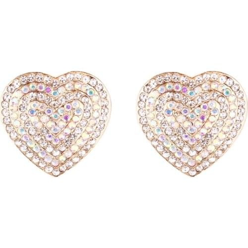 2021 New Vintage Cute Love Pave AB Crystal Jewelry Multicolor Heart Stud Earring for Women