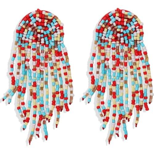 2020 Bohemia Seed beads Handmade Statement Earrings for Women Vintage Tassel Earring Femme Brincos Beads Pendant Wholesale