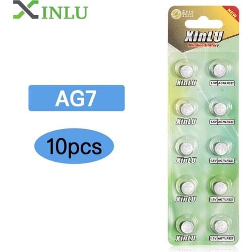 10pcs AG7 LR927 LR57 SR927W 399 GR927 395A 1.55V Button Cell coin Battery batteries for Watch Toys Remotes ,XINLU Battery