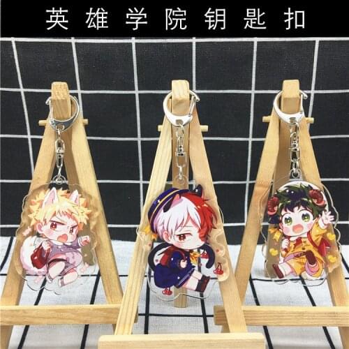 10 pcs/lot Anime My hero academia Acrylic Keychain Toy Bag Pendant Double sided keyring Gifts