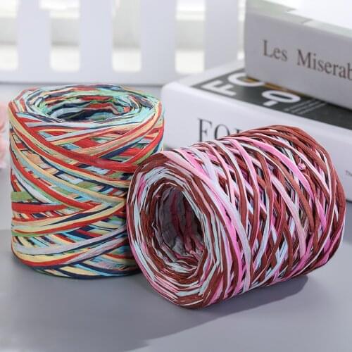 200m Hand-knitted Lafite Raffia Straw Environmentally Friendly Paper Yarn Baking Packaging Belt Rope Crocheting Summer Hat Bags