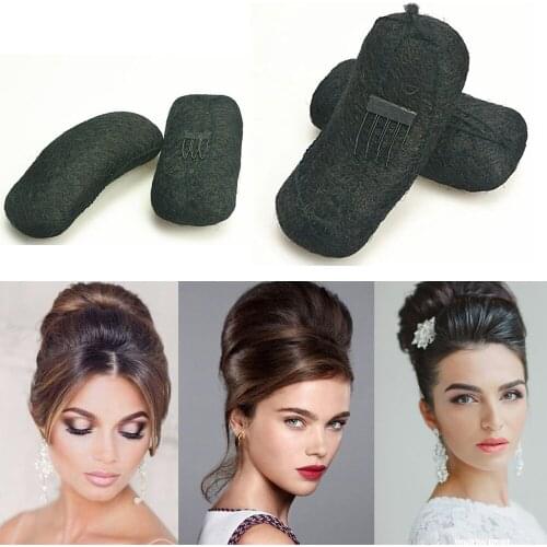 3pcs Women Fashion Clip In Hair Bun Synthetic Hair Padding DIY Hair Bump Up Princess Head Pad Insert Wedding Party Styling Tools