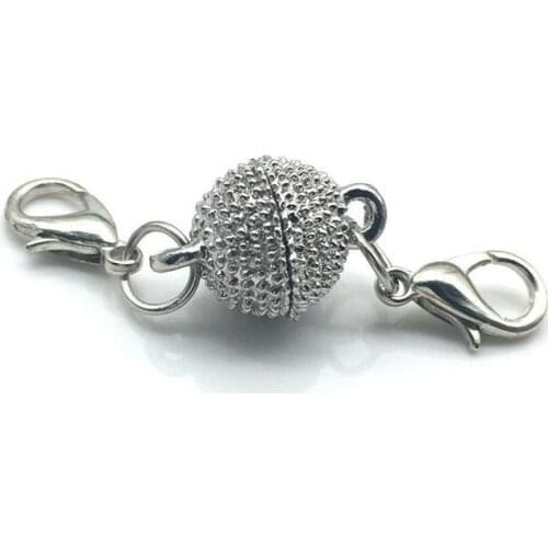 5PCS Silver Lobster Clasp On Both Sides Silver 10mm Magnet Clasp DIY Necklace Bracelet Connecting Body Jewelry Accessories