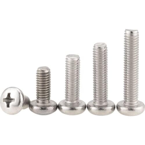 50PCS M2x3 5 10 14 18 20 25 DIN7985 GB818 304 Stainless Steel Cross Recessed Pan Head Screws Phillips Screws M2*3 M2*10 M2*25