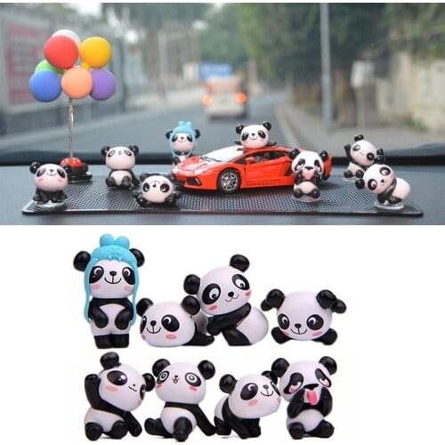 8PCS/Lot Creative Panda Car Decoration DIY Cartoon Dashboard Toy Auto Car Interior Supplies Cute Decoraction Accessories