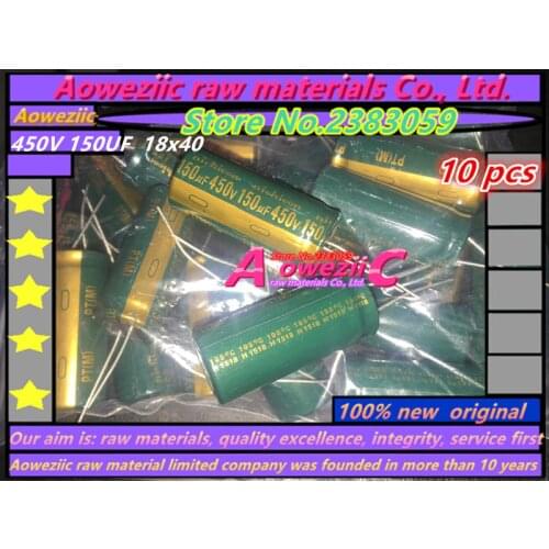 Aoweziic 10 PCS 450V 150UF 18*40 high frequency liquid crystal power supply electrolytic capacitor 150UF 450V 18X40