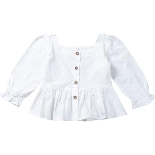 White Kids Clothes Girl Shirts Blouses Summer Baby Girls Shirts Blouses Cute Long Sleeve Tops