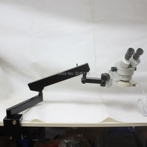 Continuous Zoom Binocular Visual 7X-90X Trinocular Industrial Inspection Clamp Arm Microscope Long Arm Boom Desk Stand