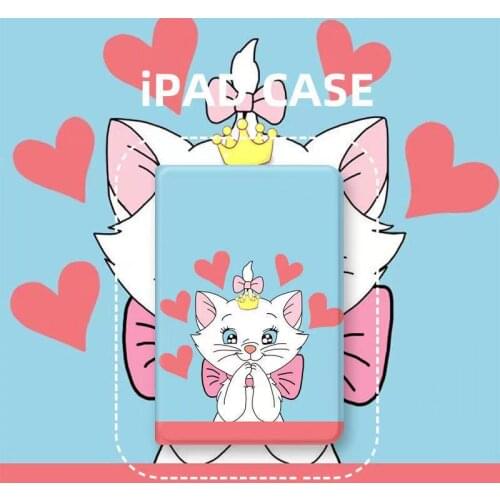 Disney Cute Mary Cat Tablet Case for iPad Case 9.7 2017 2018 2019 iPad 10.2 Pro 9.7 Tablet Case Gift
