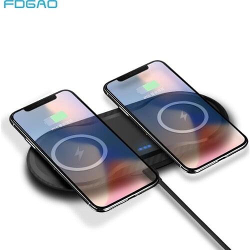 Dual Wireless Charger for iPhone 12 11 XS XR X 8 AirPods Pro Qi Double Fast Charging Station Pad for Samsung S20 S10 Galaxy Buds