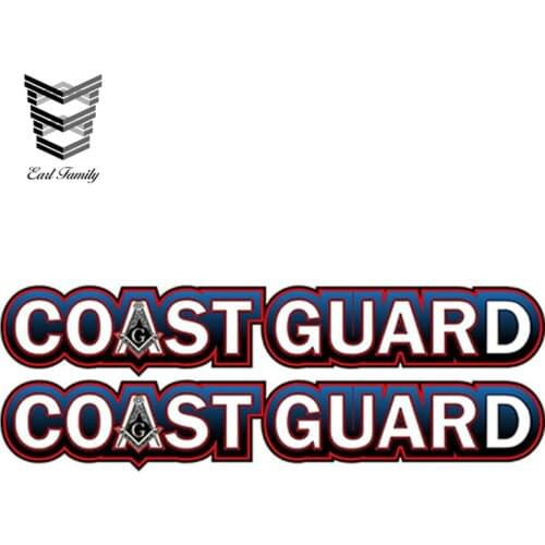 EARLFAMILY 15cm x 2.5cm 2pcs Masonic Freemason Coast Guard Decals Car Styling Vinyl Car Stickers DIY Car Body Decals