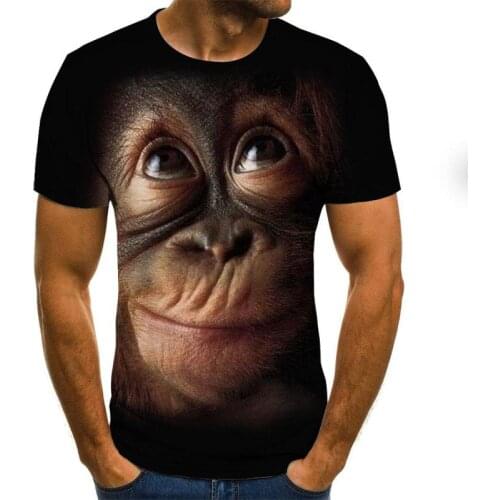 Pattern 3d T-shirt Short Orangutan Sleeve Mens Summer Fashion Top Animal Print 3dt Shirt Mens Clothing