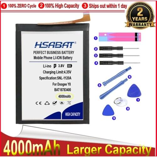 HSABAT 0 Cycle 4000mAh BAT18783400 Battery for DOOGEE Y8 High Quality Replacement Accumulator