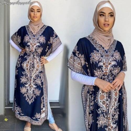 2PCS Outfits Include White Base Shirt and Bat Sleeve Dress Muslim Women Ramadan Abaya Turkish Kaftan Arab Loose Robe Dresses