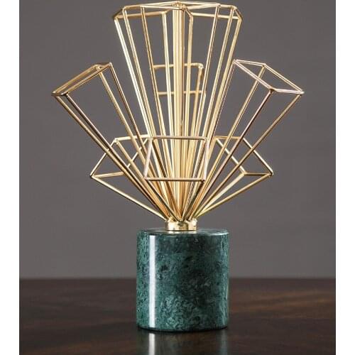 Creative Light Luxury Decoration Living Room Entrance Desktop Craft Decoration Gift TV Cabinet Marble Geometric Decoration