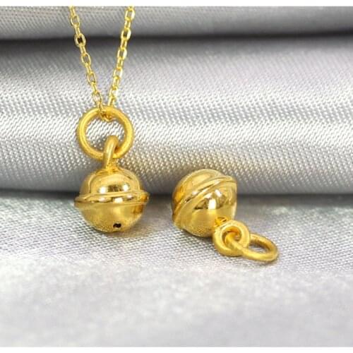 1PCS Pure 999 24k Yellow Gold Pendant 3D Little Bell Pendant 0.6-0.9g