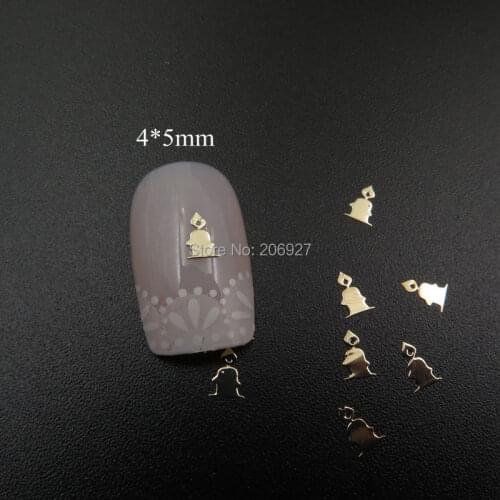 MS341-2 100pcs Gold Cute Christmas Candle Metal Sticker Nail Art Metal Sticker Nail Art Decoration Non-adhesive Sticker