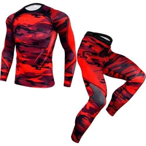 Mens Cycling Shirt Compression bicycle Long Sleeve Shirts Cool Dry Baselayer Tights 2Pcs Set