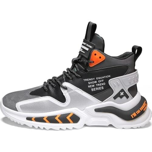 Mens Hightop Sneakers Genuine leather Running Shoes High Quality Male Sneaker Basketball Sports Reflective Replica Shoes