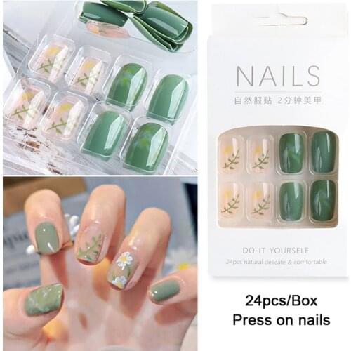 Fake Nail Sticker Fairy Strawberry Wear Nail Art Sticker Finished Nail Art Sticker 24 Pcs Birthday Gift SANA889